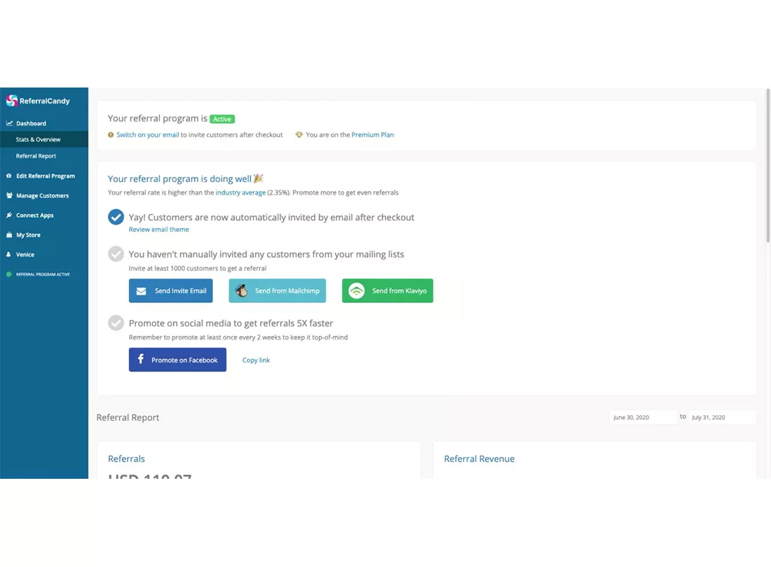 ReferralCandy Desktop View