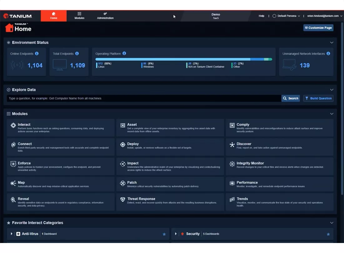 Tanium desktop view 