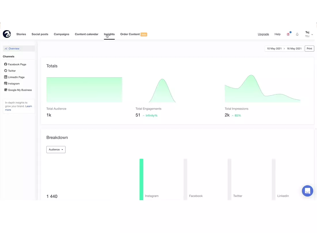 StoryChief Desktop View