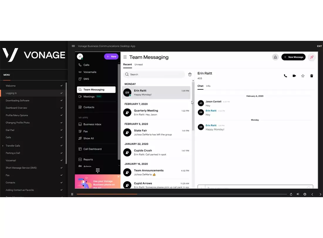 Vonage desktop view 