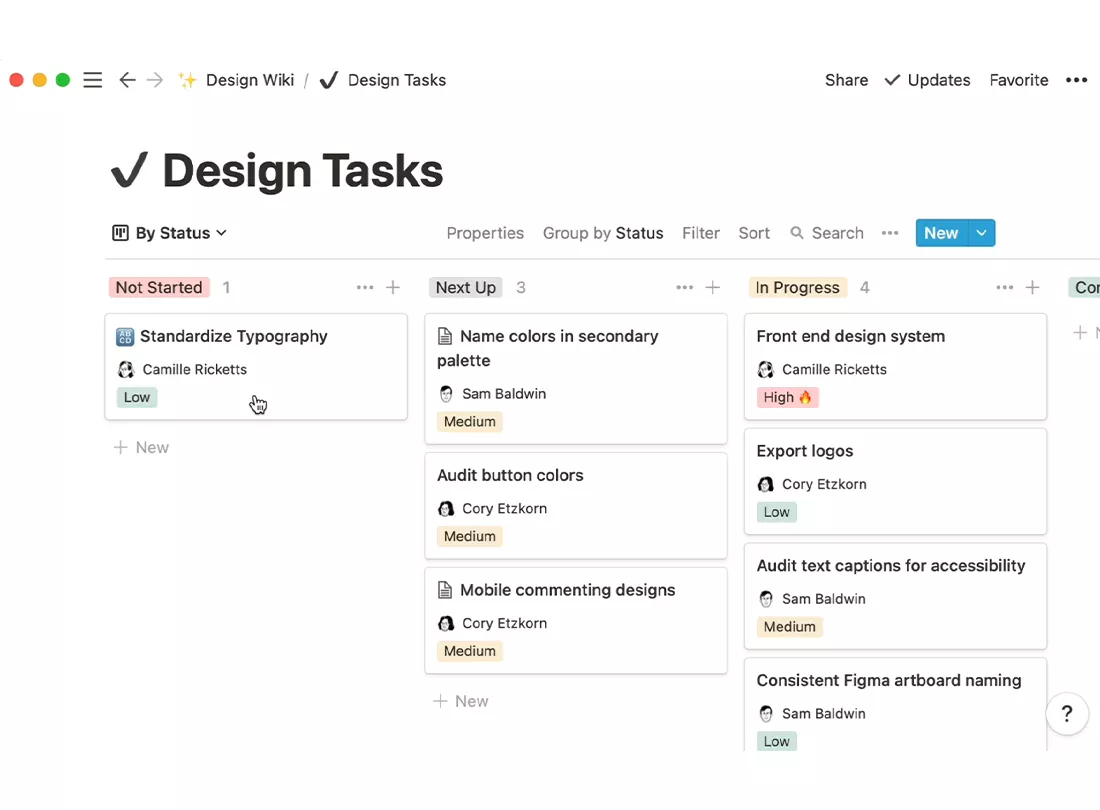 Notion desktop view 