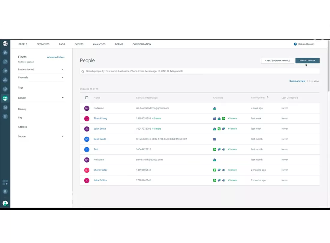 Infobip desktop view 
