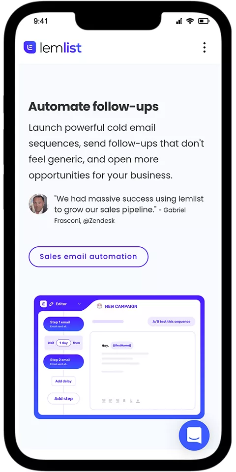 Lemlist mobile view 1