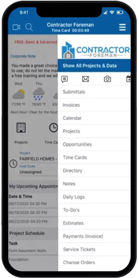 Contractor Foreman Mobile promo