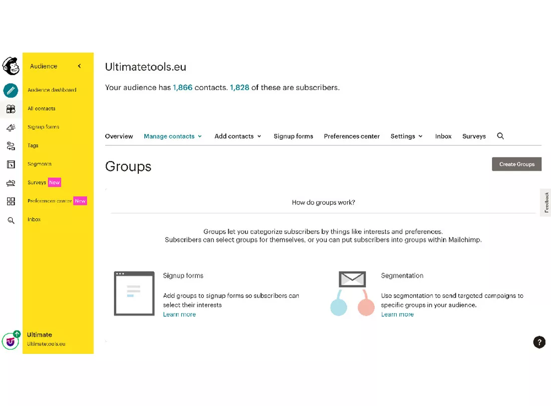 Mailchimp desktop view 