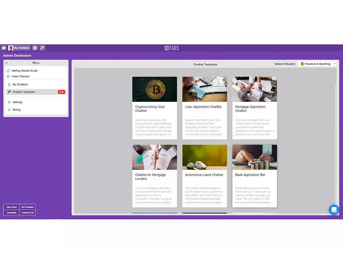 Tars ChatBot Desktop View