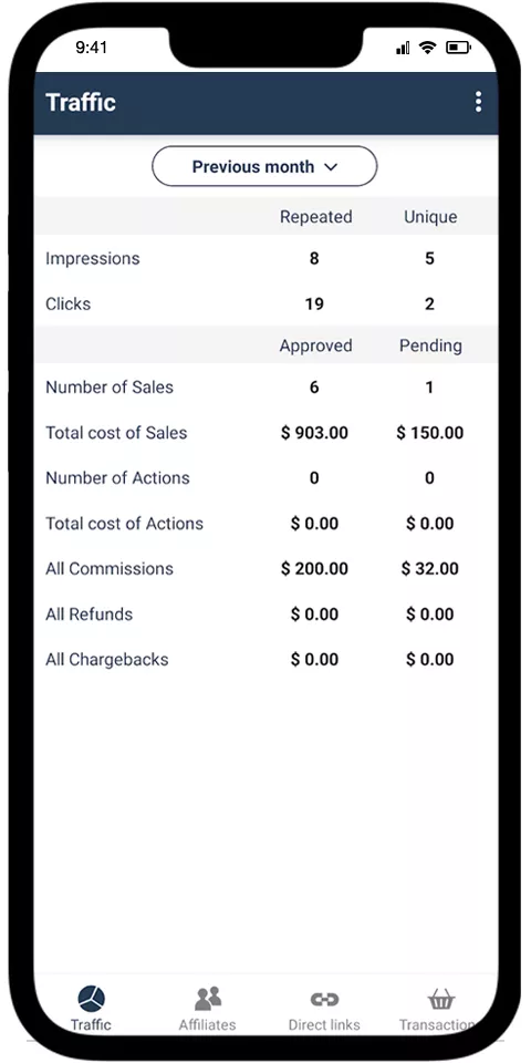 Post Affiliate Pro Mobile View 1
