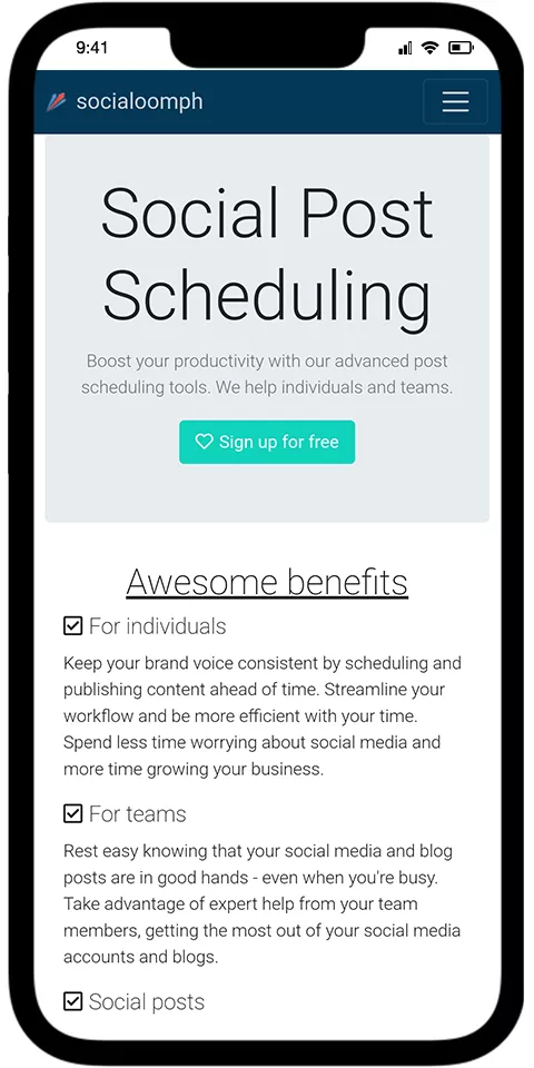 SocialOomph Mobile View 1