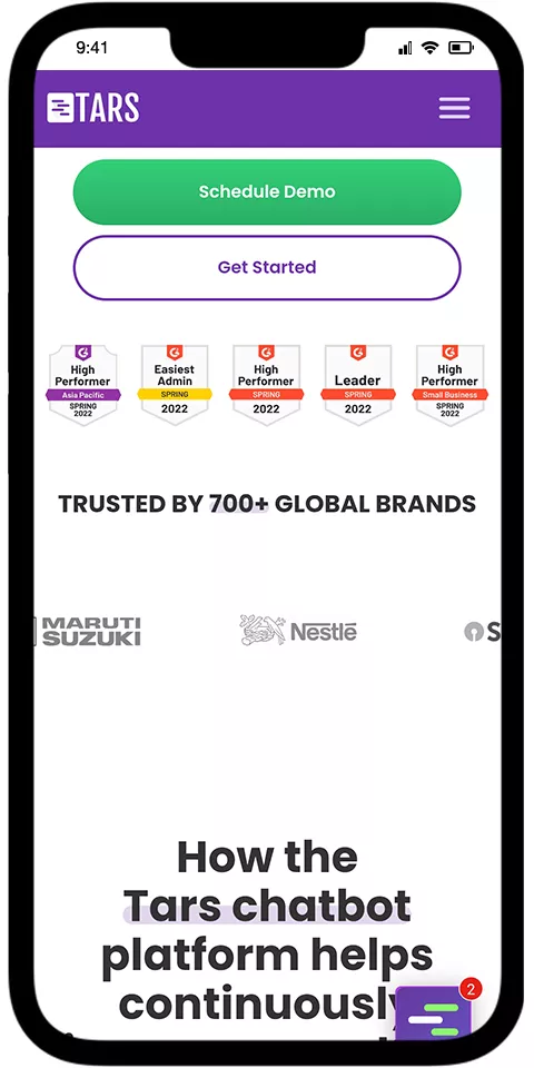 Tars ChatBot Mobile View 2