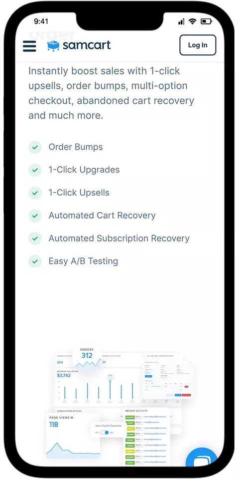 SamCart Mobile View 2