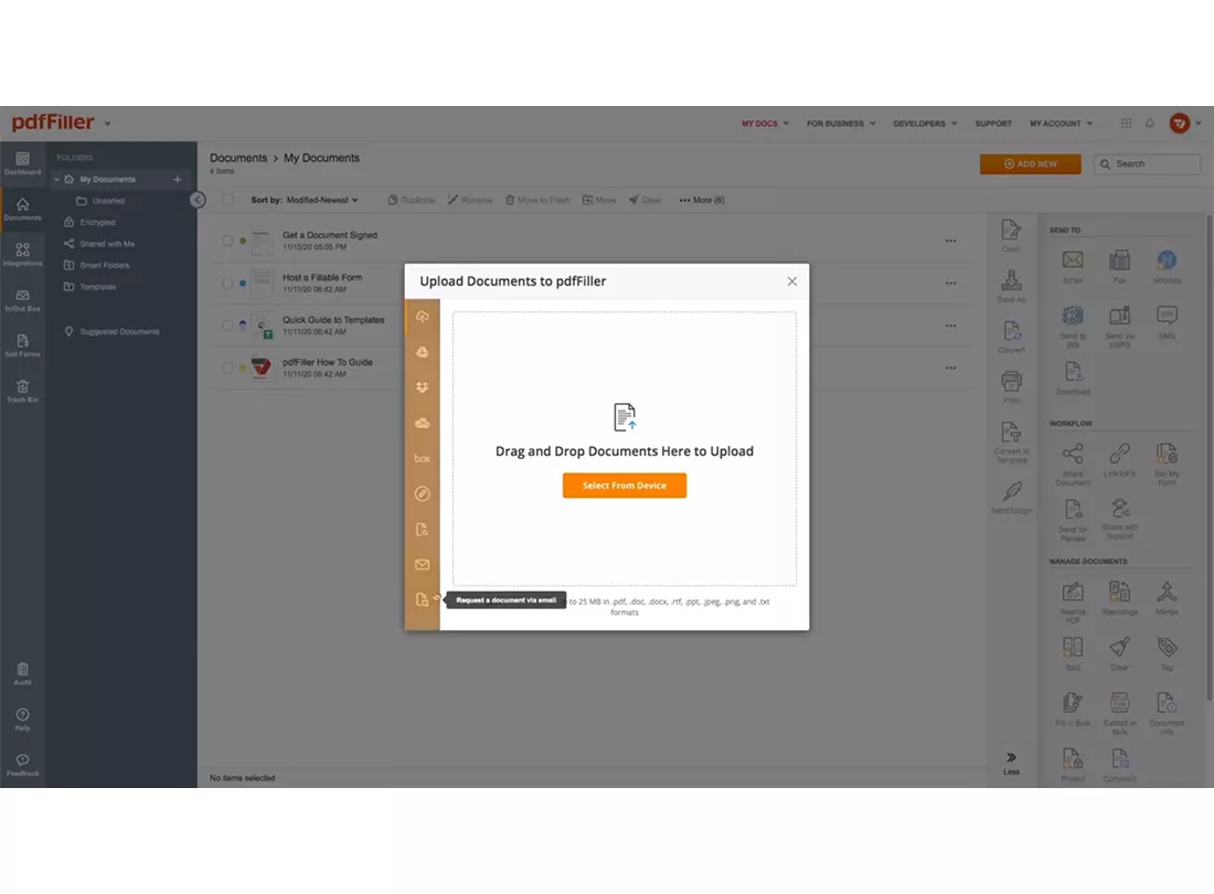 pdfFiller Desktop View 