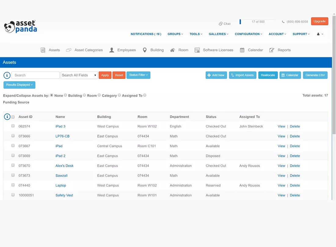 Asset Panda Desktop View 